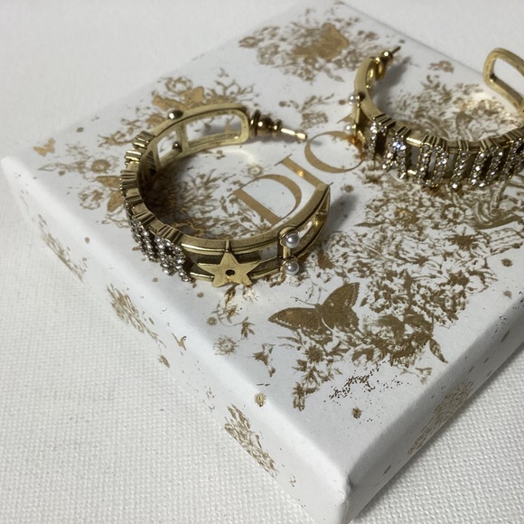 J’ADIOR Gold and Crystal Hoop Earrings - Picture 4 of 6